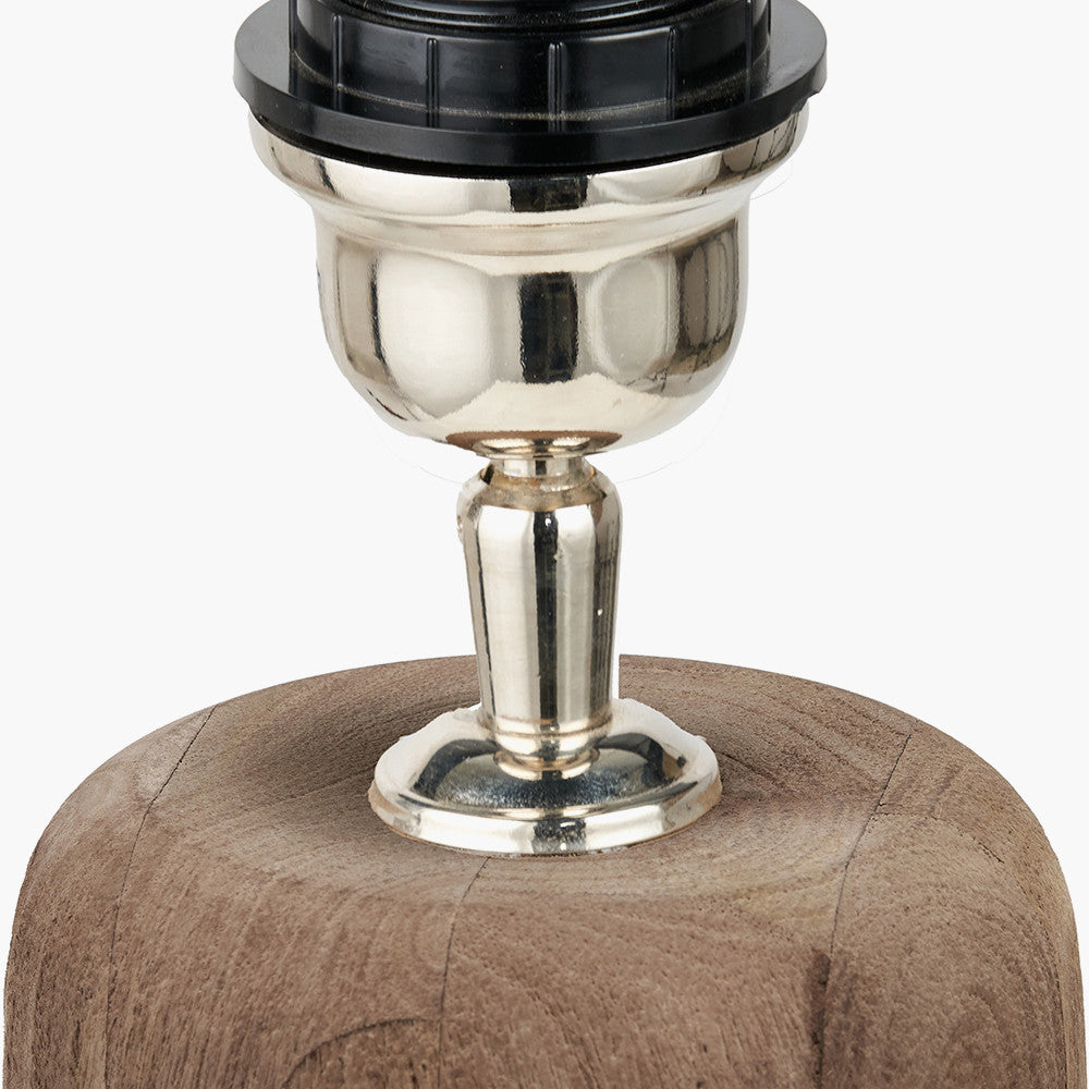 Inaya Natural Tapered Large Wood Table Lamp Base with Edward 40cm Natural Linen Cylinder Lampshade