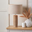 Inaya Natural Tapered Large Wood Table Lamp Base with Edward 40cm Natural Linen Cylinder Lampshade