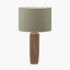 Inaya Natural Tapered Large Wood Table Lamp Base with Edward 40cm Pistachio Green Linen Cylinder Lampshade
