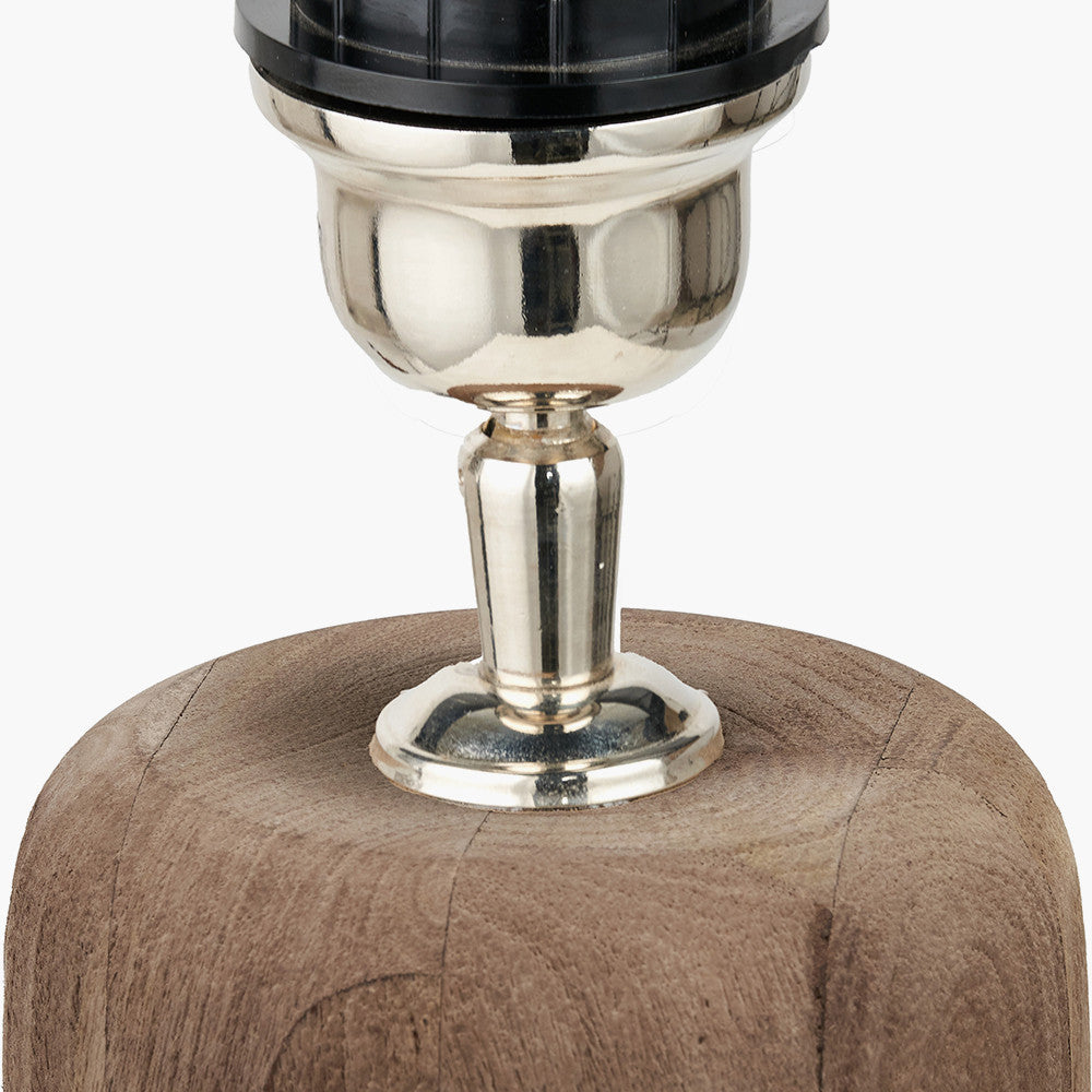 Inaya Natural Tapered Large Wood Table Lamp Base with Izara 40cm Cinnamon Ikat Patterned Mushroom Pleat Tapered Lampshade
