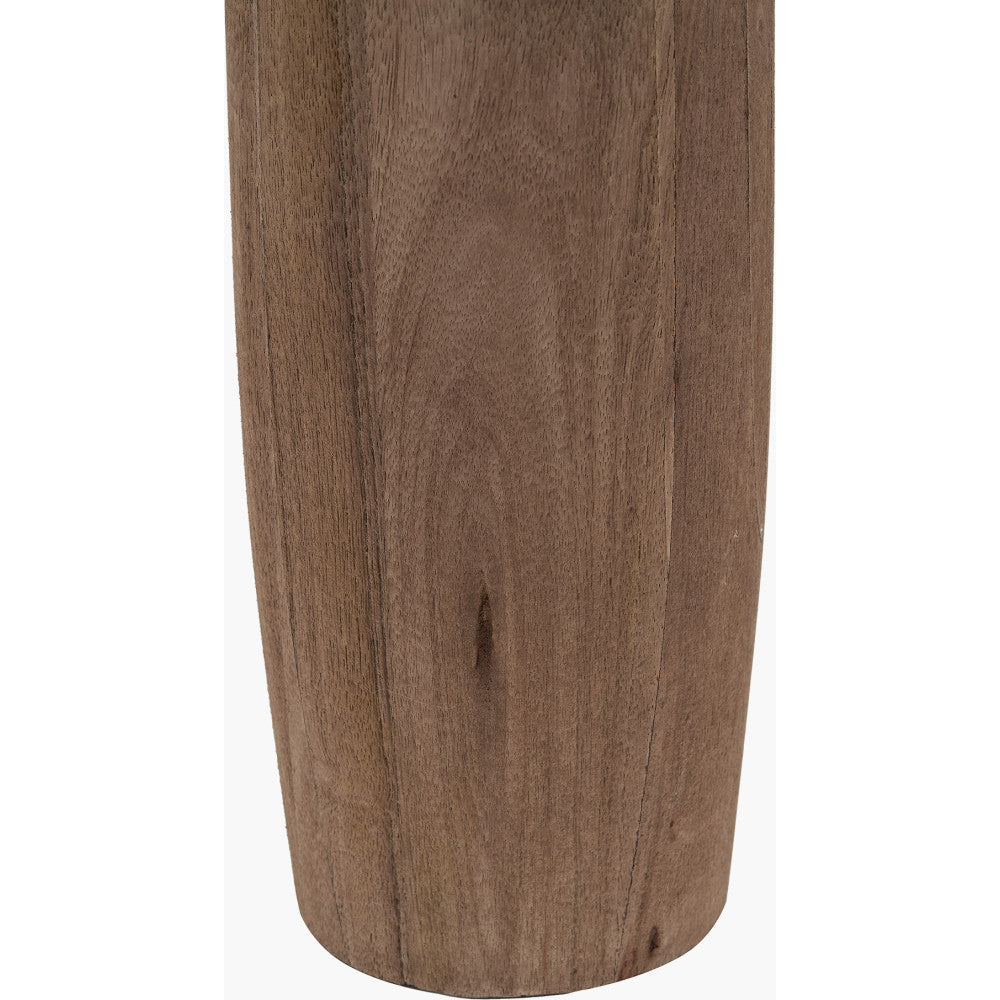 Inaya Natural Tapered Large Wood Table Lamp Base with Izara 40cm Lilac Ikat Patterned Mushroom Pleat Tapered Lampshade