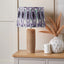 Inaya Natural Tapered Large Wood Table Lamp Base with Izara 40cm Lilac Ikat Patterned Mushroom Pleat Tapered Lampshade
