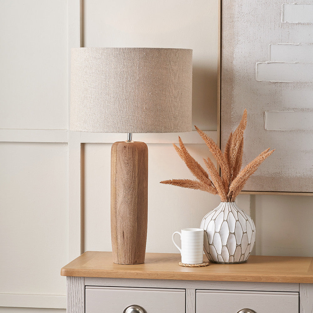 Inaya Natural Tapered Large Wood Table Lamp Base