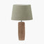 Inaya Natural Tapered Wood Table Lamp Base with Milos 35cm Pistachio Green Linen Tapered Lampshade
