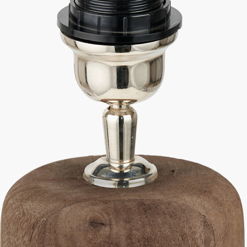 Inaya Natural Tapered Wood Table Lamp Base with Milos 35cm Pistachio Green Linen Tapered Lampshade