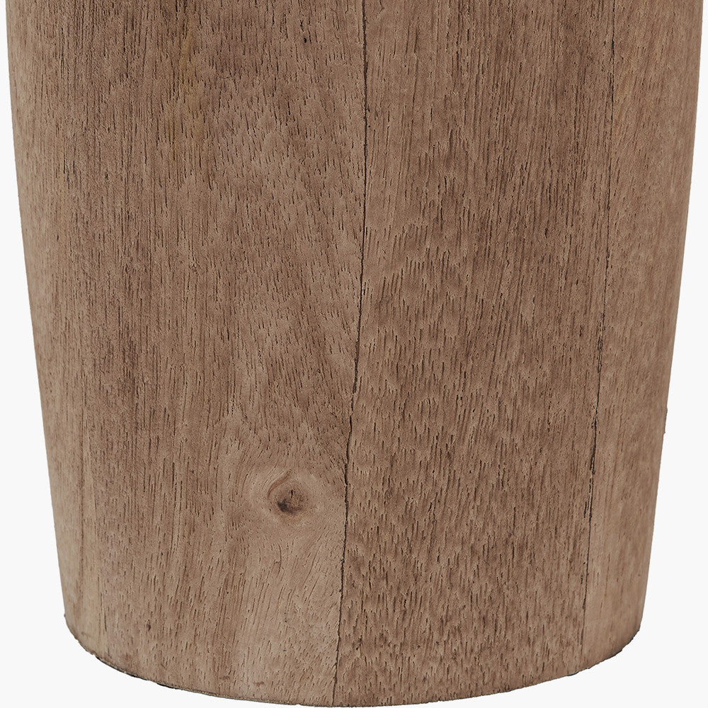Inaya Natural Tapered Wood Table Lamp Base with Milos 35cm Pistachio Green Linen Tapered Lampshade