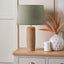 Inaya Natural Tapered Wood Table Lamp Base with Milos 35cm Pistachio Green Linen Tapered Lampshade
