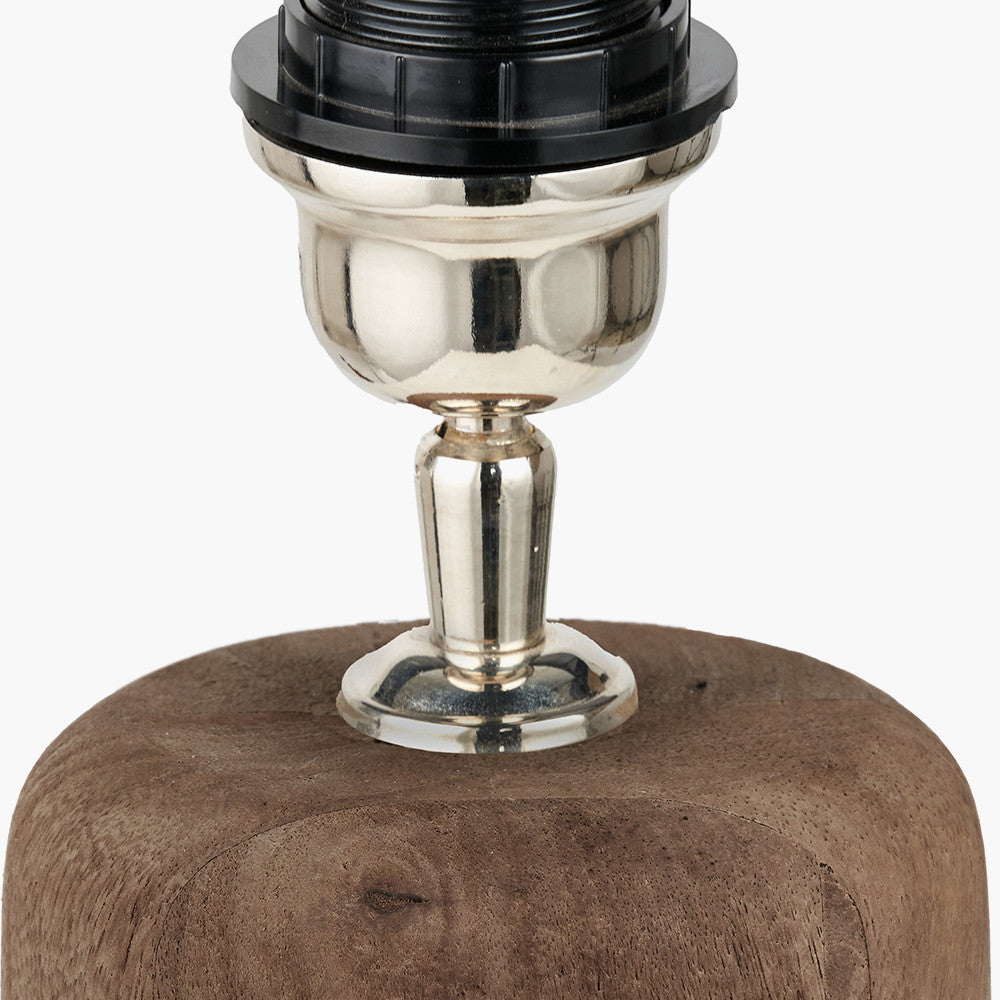 Inaya Natural Tapered Wood Table Lamp Base with Edward 35cm Natural Linen Cylinder Lampshade