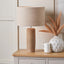 Inaya Natural Tapered Wood Table Lamp Base with Edward 35cm Natural Linen Cylinder Lampshade