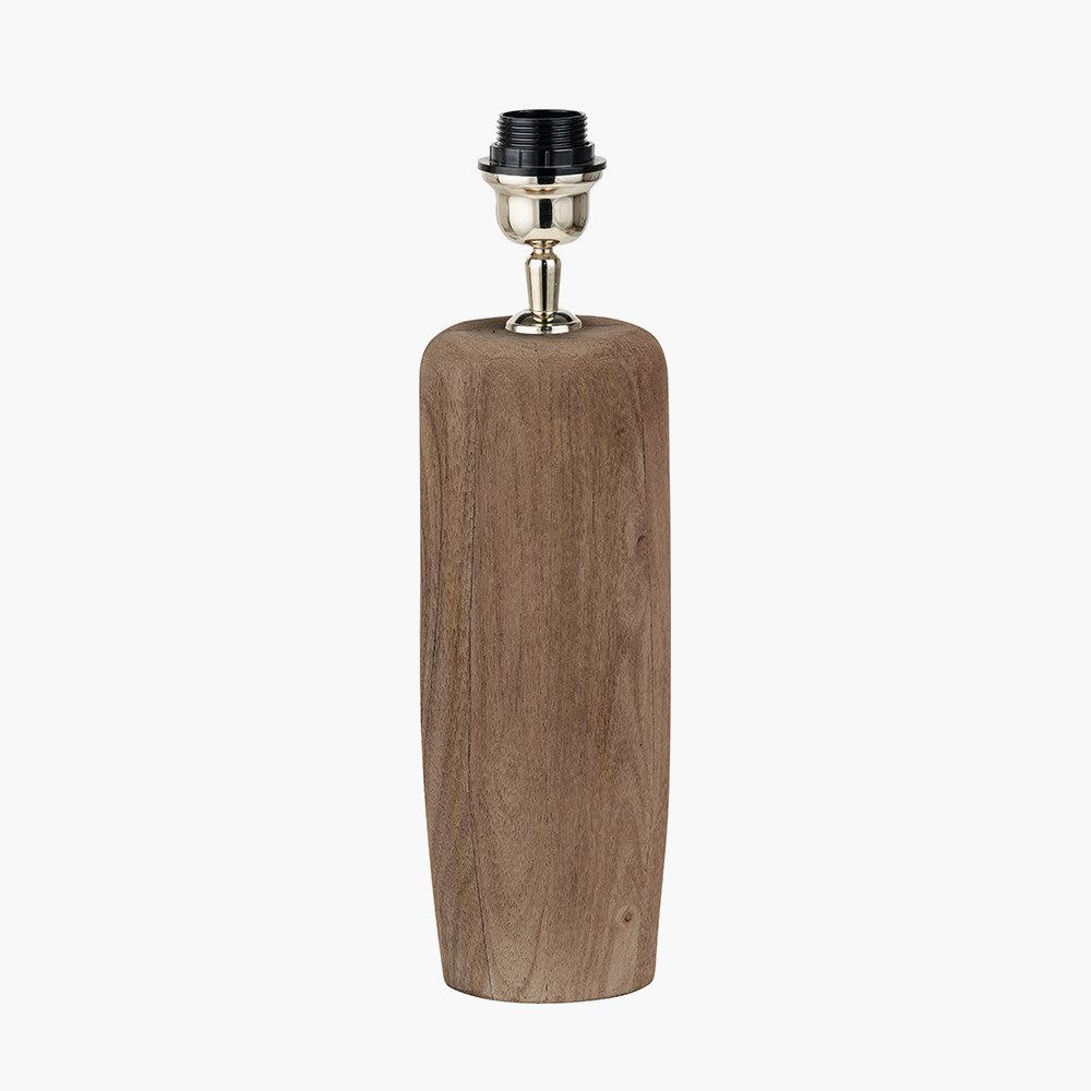 Inaya Natural Tapered Wood Table Lamp Base with Edward 35cm Pistachio Green Linen Cylinder Lampshade