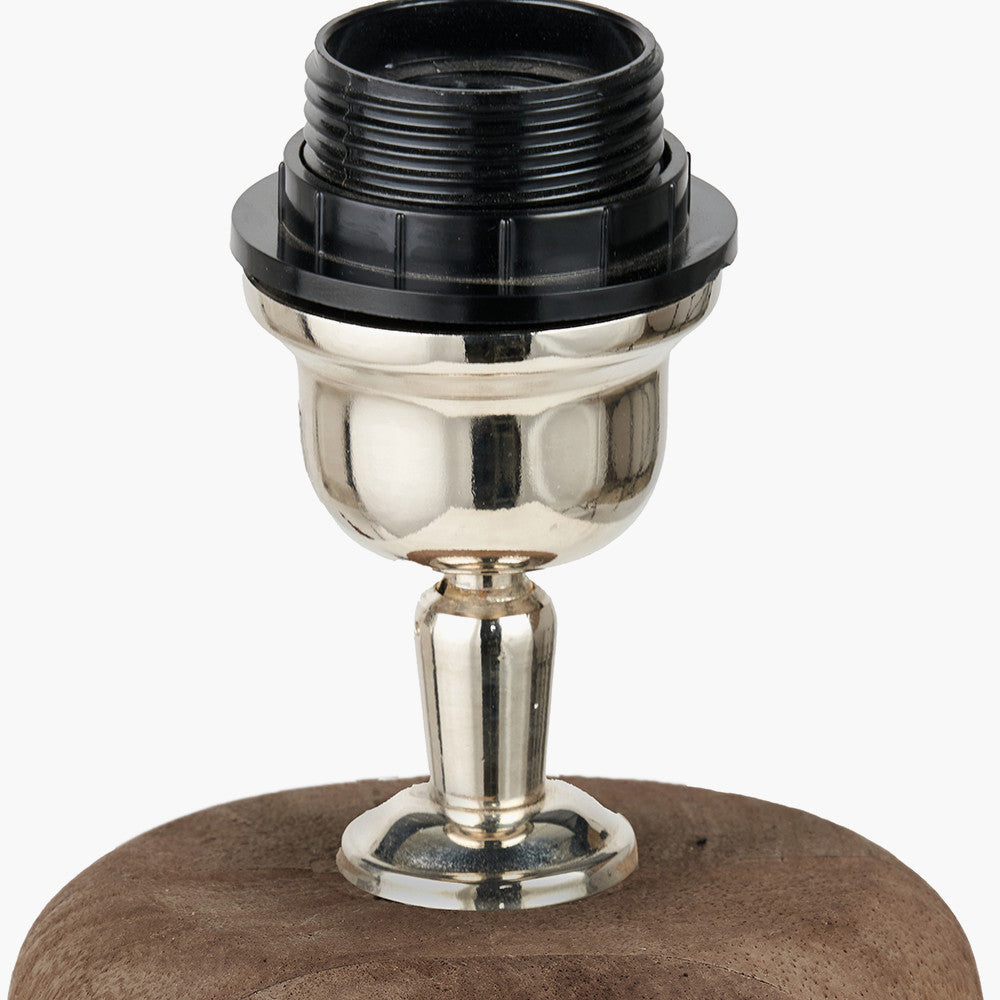 Inaya Natural Tapered Wood Table Lamp Base with Edward 35cm Pistachio Green Linen Cylinder Lampshade