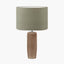 Inaya Natural Tapered Wood Table Lamp Base with Edward 35cm Pistachio Green Linen Cylinder Lampshade