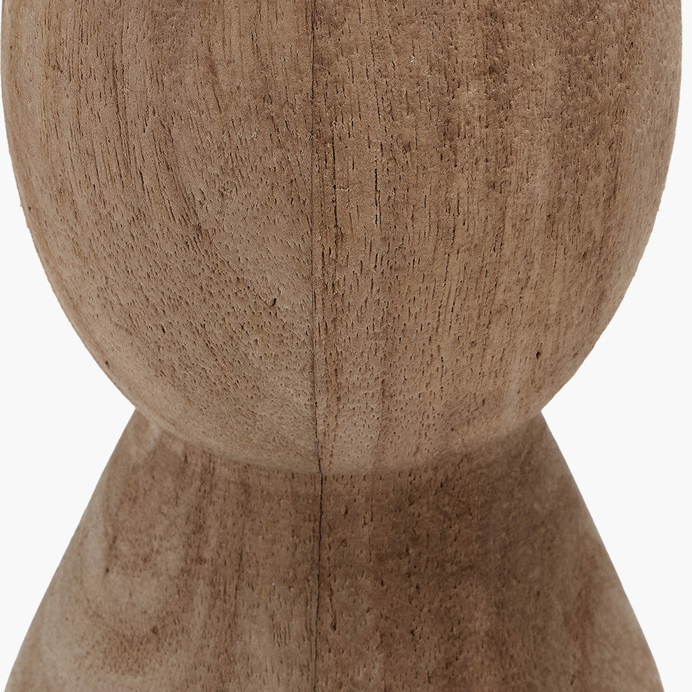 Ayra Natural Modernist Large Turned Wood Table Lamp Base with Winston 40cm Mustard Handloom Tapered Lampshade