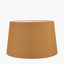 Ayra Natural Modernist Large Turned Wood Table Lamp Base with Winston 40cm Mustard Handloom Tapered Lampshade