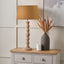 Ayra Natural Modernist Large Turned Wood Table Lamp Base with Winston 40cm Mustard Handloom Tapered Lampshade