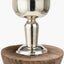 Ayra Natural Modernist Large Turned Wood Table Lamp Base with Winston 40cm Tobacco Handloom Tapered Lampshade