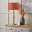 Ayra Natural Modernist Large Turned Wood Table Lamp Base with Winston 40cm Tobacco Handloom Tapered Lampshade
