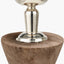 Ayra Natural Modernist Large Turned Wood Table Lamp Base with Winston 40cm White Handloom Tapered Lampshade