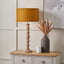 Ayra Natural Modernist Large Turned Wood Table Lamp Base with Henry 40cm Mustard Handloom Cylinder Lampshade