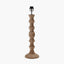 Ayra Natural Modernist Large Turned Wood Table Lamp Base with Henry 40cm Tobacco Handloom Cylinder Lampshade