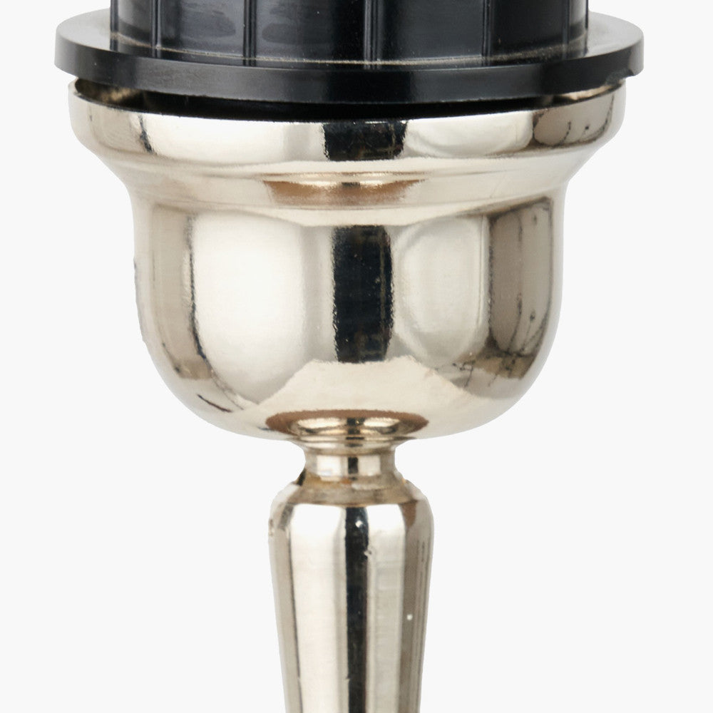 Ayra Natural Modernist Large Turned Wood Table Lamp Base with Henry 40cm Tobacco Handloom Cylinder Lampshade