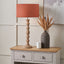 Ayra Natural Modernist Large Turned Wood Table Lamp Base with Henry 40cm Tobacco Handloom Cylinder Lampshade