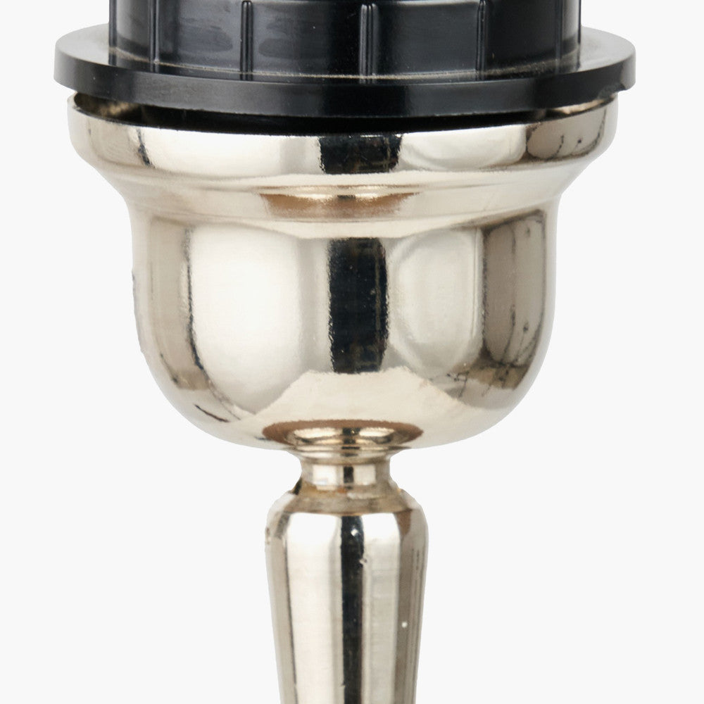 Ayra Natural Modernist Large Turned Wood Table Lamp Base with Henry 40cm White Handloom Cylinder Lampshade