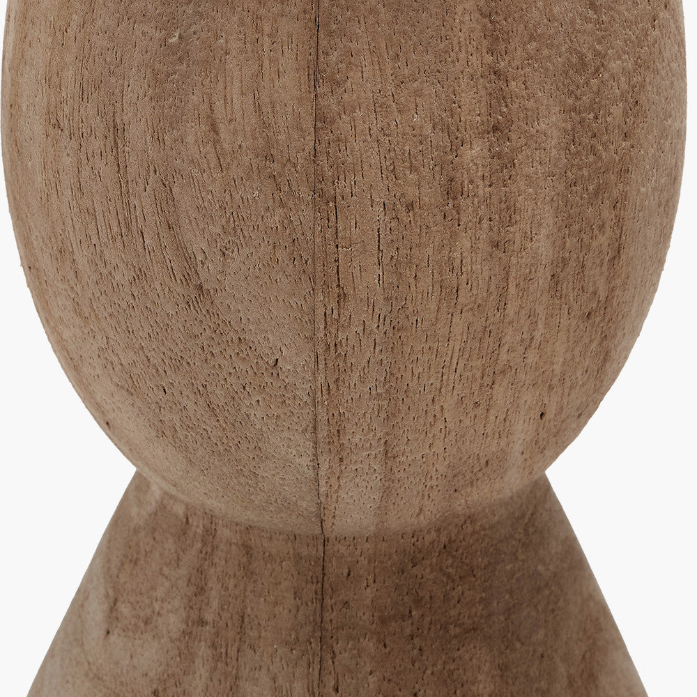 Ayra Natural Modernist Large Turned Wood Table Lamp Base with Thiago 40cm Ocean Blue Stripe Mushroom Pleat Tapered Lampshade