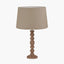 Ayra Natural Modernist Turned Wood Table Lamp Base with Winston 35cm Taupe Handloom Tapered Lampshade