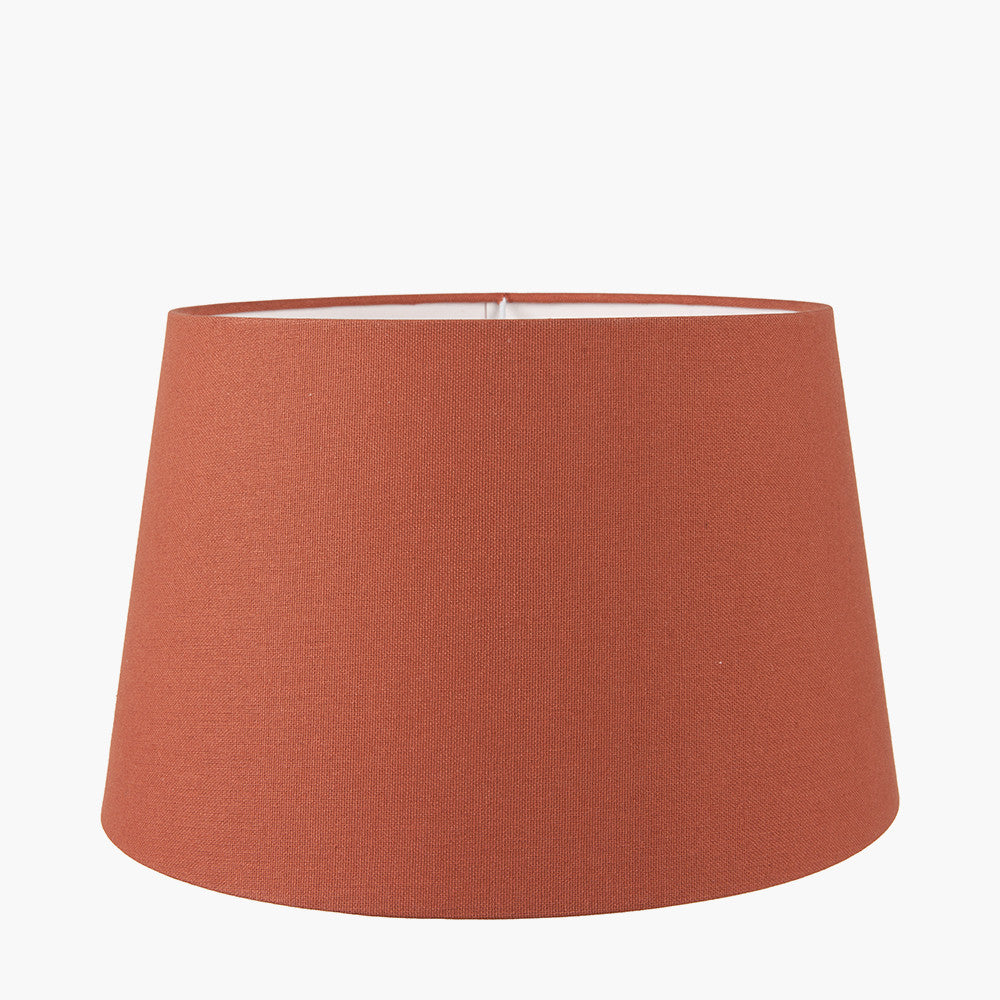 Ayra Natural Modernist Turned Wood Table Lamp Base with Winston 35cm Tobacco Handloom Tapered Lampshade