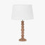 Ayra Natural Modernist Turned Wood Table Lamp Base with Winston 35cm White Handloom Tapered Lampshade
