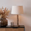 Ayra Natural Modernist Turned Wood Table Lamp Base with Winston 35cm White Handloom Tapered Lampshade