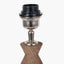 Ayra Natural Modernist Turned Wood Table Lamp Base with Henry 35cm Tobacco Handloom Cylinder Lampshade