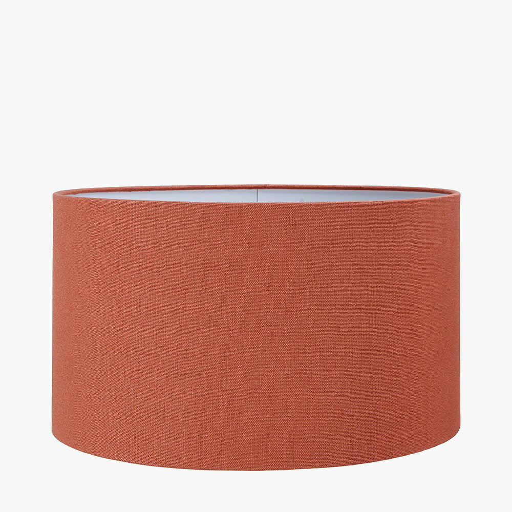 Ayra Natural Modernist Turned Wood Table Lamp Base with Henry 35cm Tobacco Handloom Cylinder Lampshade