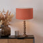 Ayra Natural Modernist Turned Wood Table Lamp Base with Henry 35cm Tobacco Handloom Cylinder Lampshade