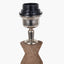 Ayra Natural Modernist Turned Wood Table Lamp Base with Henry 35cm White Handloom Cylinder Lampshade