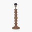 Ayra Natural Modernist Turned Wood Table Lamp Base with Thiago 35cm Cinnamon Stripe Mushroom Pleat Tapered Lampshade