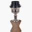 Ayra Natural Modernist Turned Wood Table Lamp Base with Thiago 35cm Cinnamon Stripe Mushroom Pleat Tapered Lampshade