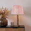 Ayra Natural Modernist Turned Wood Table Lamp Base with Thiago 35cm Cinnamon Stripe Mushroom Pleat Tapered Lampshade