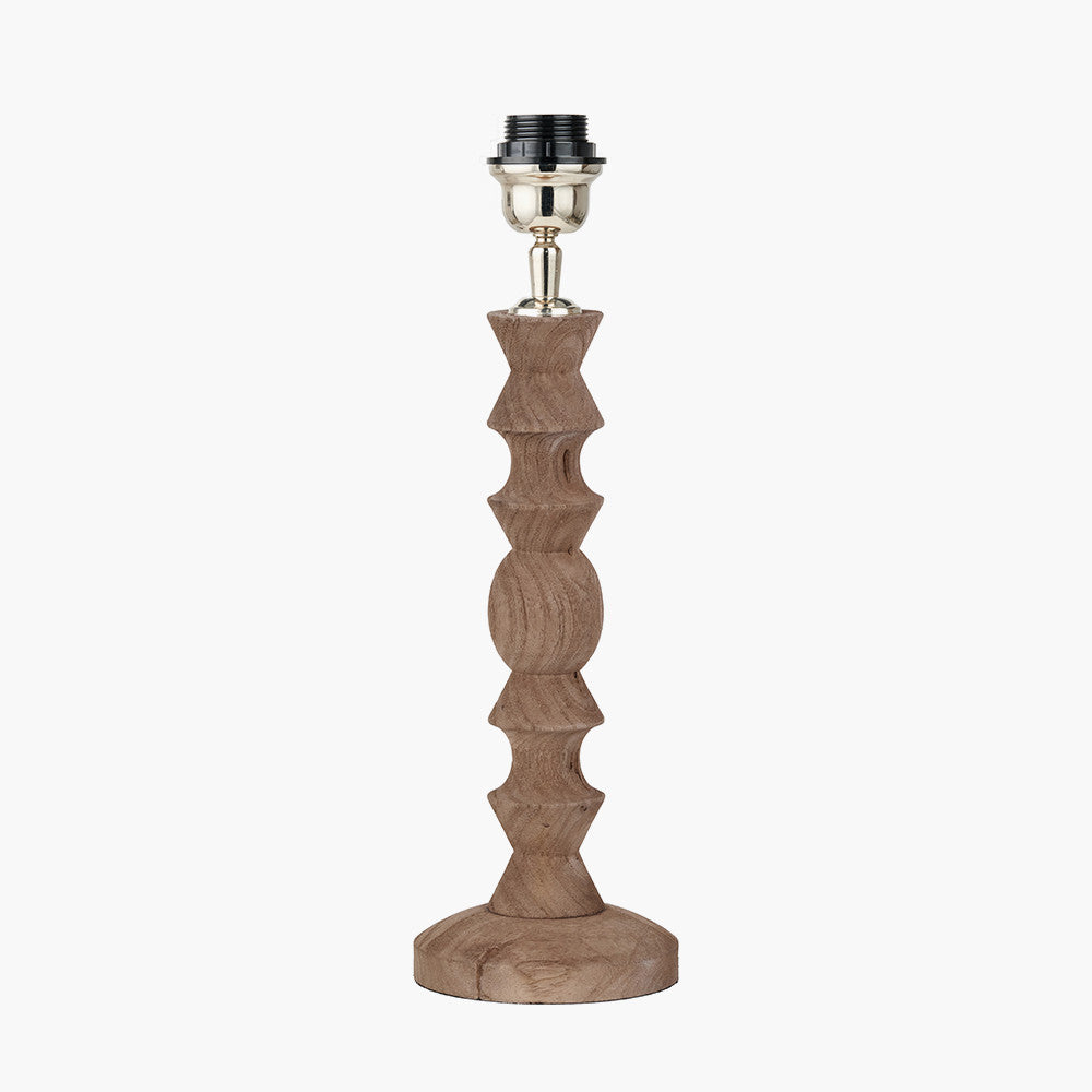 Ayra Natural Modernist Turned Wood Table Lamp Base