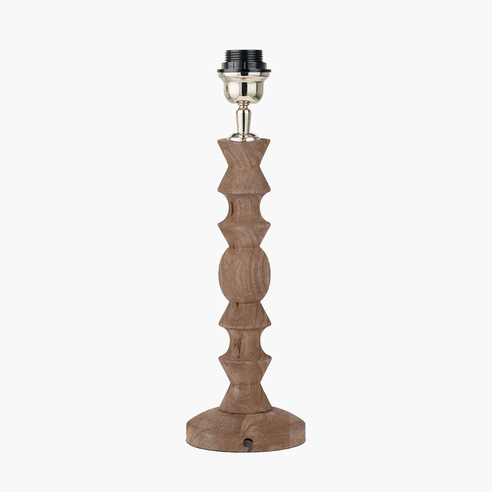 Ayra Natural Modernist Turned Wood Table Lamp Base