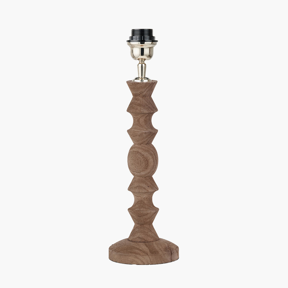 Ayra Natural Modernist Turned Wood Table Lamp Base