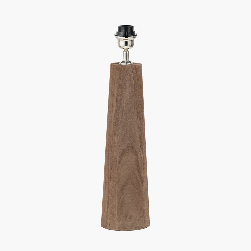 Esha Natural Conical Wood Table Lamp Base with Milos 35cm Pistachio Green Linen Tapered Lampshade