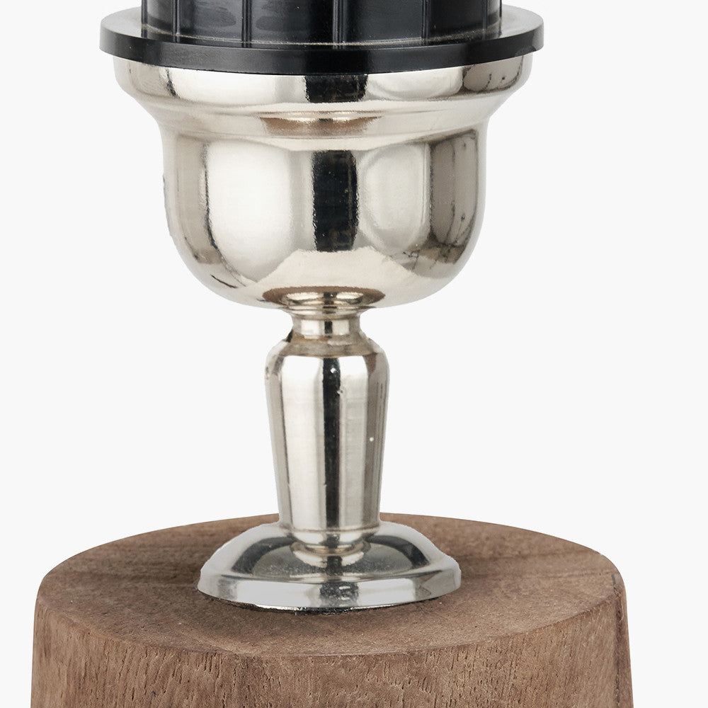 Esha Natural Conical Wood Table Lamp Base with Milos 35cm Pistachio Green Linen Tapered Lampshade