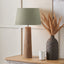Esha Natural Conical Wood Table Lamp Base with Milos 35cm Pistachio Green Linen Tapered Lampshade