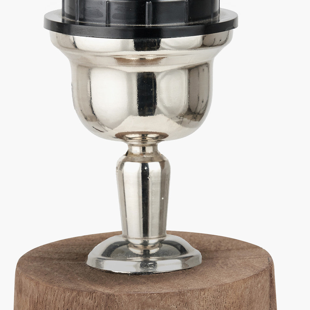 Esha Natural Conical Wood Table Lamp Base with Edward 35cm Apricot Linen Cylinder Lampshade