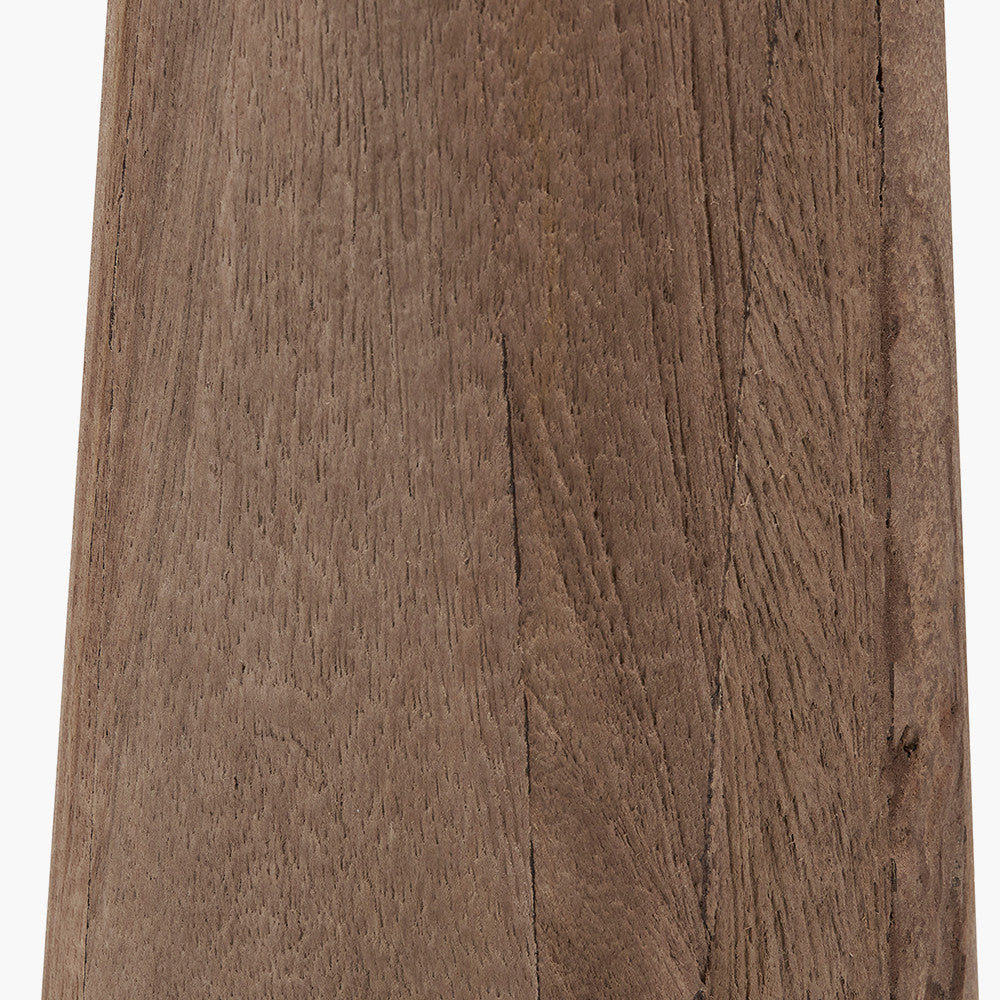 Esha Natural Conical Wood Table Lamp Base with Edward 35cm Apricot Linen Cylinder Lampshade