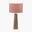 Esha Natural Conical Wood Table Lamp Base with Edward 35cm Apricot Linen Cylinder Lampshade