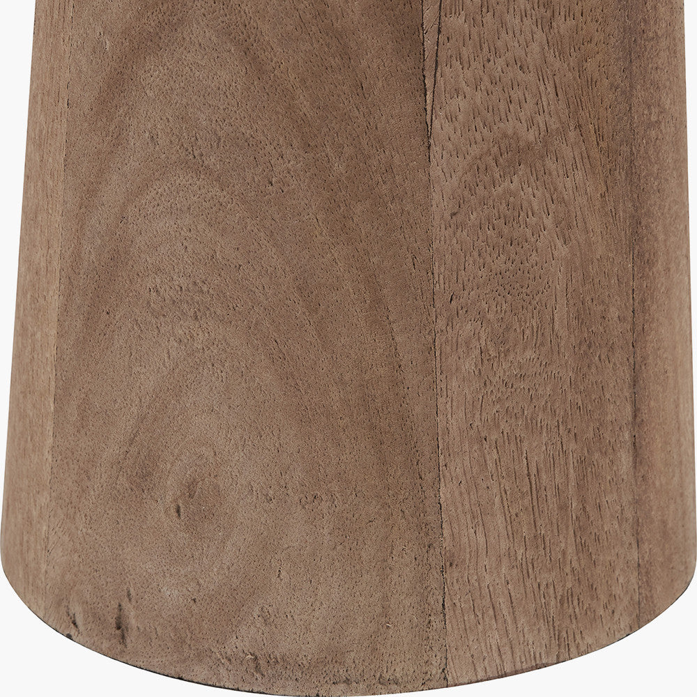 Esha Natural Conical Wood Table Lamp Base with Edward 35cm Apricot Linen Cylinder Lampshade