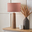 Esha Natural Conical Wood Table Lamp Base with Edward 35cm Apricot Linen Cylinder Lampshade